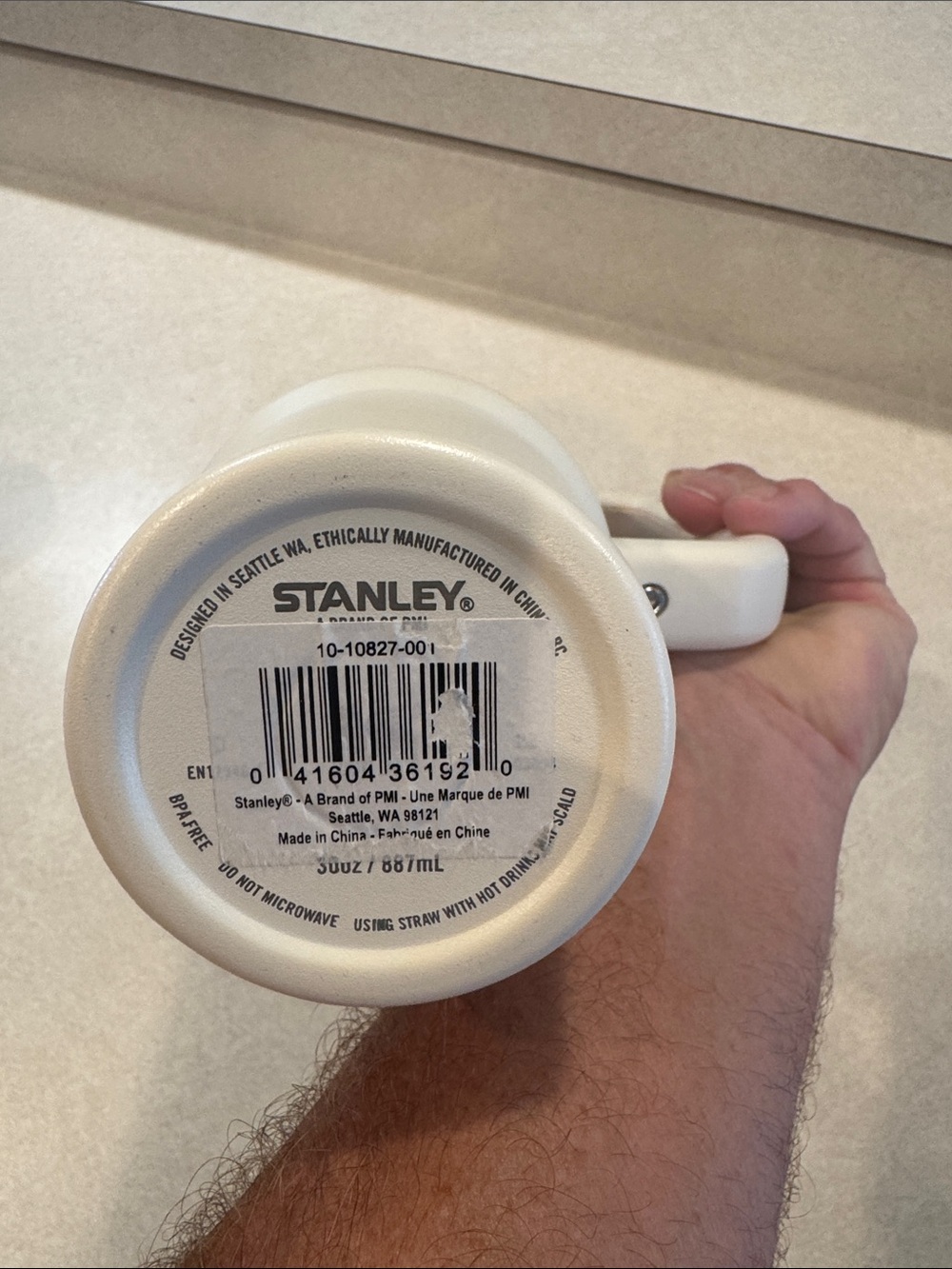 Stanley Cream Insulated Travel Mug with Handle and Straw - Picture 5 of 8